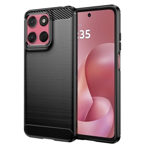Husa pentru Motorola Moto G57 Power / Moto G67 Power, SKYDDAR INNOVATION, Carbon Silicone, din Silicon Slim, cu textura Fibra Carbon, set cu sticker, Negru
