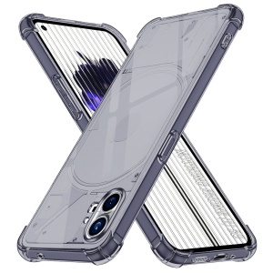 Husa pentru Nothing Phone (1), SKYDDAR INNOVATION, Shockproof Clear Silicone, Silicon Slim, set cu sticker, Fumuriu