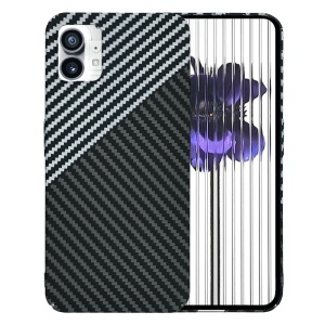 Husa pentru Nothing Phone (1), SKYDDAR INNOVATION, textura carbon, Carbonite FiberShell, set cu sticker, Gri,