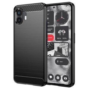 Husa pentru Nothing Phone (2), SKYDDAR INNOVATION, Carbon Silicone, din Silicon Slim, cu textura Fibra Carbon, set cu sticker, Negru