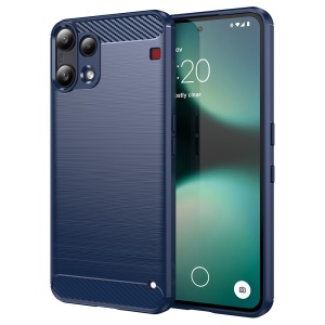 Husa pentru Nothing Phone (3a) Lite, SKYDDAR INNOVATION, Carbon Silicone, din Silicon Slim, cu textura Fibra Carbon, set cu sticker, Albastru