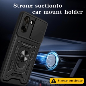 Husa pentru OnePlus Nord CE5, SKYDDAR INNOVATION, CamShield, Inel magnetic, set cu sticker, Negru - Img 4
