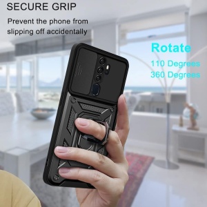 Husa pentru Oppo A5 4G, SKYDDAR INNOVATION, CamShield, Inel magnetic, set cu sticker, Negru - Img 5
