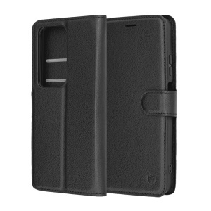 Husa pentru Oppo A5 4G, SKYDDAR INNOVATION, Leather Folio tip Carte, cu Portofel Interior, Finisaje Premium, set cu sticker, Negru - Img 7