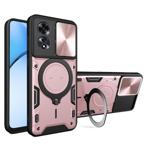 Husa pentru Oppo A60 4G, SKYDDAR INNOVATION, CamGuard Pro, Inel Magnetic, Protectie Camera, set cu sticker, Roz auriu
