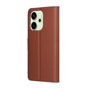 Husa pentru Oppo Reno14, SKYDDAR INNOVATION, Leather Folio tip Carte, cu Portofel Interior, Finisaje Premium, set cu sticker, Maro - Img 6