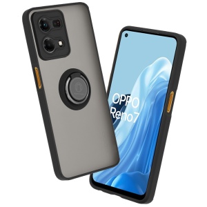 Husa pentru Oppo Reno7 4G, SKYDDAR INNOVATION, Glinth cu Inel Rotativ 360° Magnetic, Negru, set cu sticker