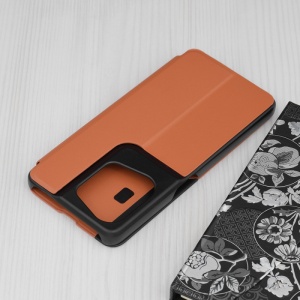 Husa pentru Oppo Reno8 Pro tip carte, stand, suport birou, set cu sticker, efold, Portocaliu - Img 2
