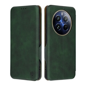 Husa pentru Realme 12 Pro / 12 Pro+, SKYDDAR INNOVATION, Safe Wallet tip carte din Piele Ecologica, Suport Carduri, Inchidere Magnetica, Verde, set cu sticker  - Img 1