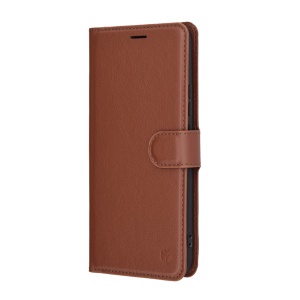 Husa pentru Realme 14 Pro+, SKYDDAR INNOVATION, Leather Wallet, tip Carte cu Portofel Interior, Finisaje Premium, set cu sticker, Maro - Img 4