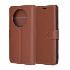 Husa pentru Realme 14 Pro, SKYDDAR INNOVATION, Leather Wallet, tip Carte cu Portofel Interior, Finisaje Premium, set cu sticker, Maro - Img 6