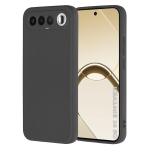 Husa pentru Realme 16 5G din Silicon Catifelat, Antisoc, set cu sticker, SoftElegance, Negru