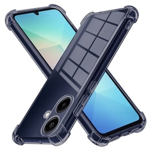 Husa pentru Samsung Galaxy A06, SKYDDAR INNOVATION, Shockproof Clear Silicone, Silicon Slim, set cu sticker, Fumuriu