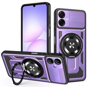 Husa pentru Samsung Galaxy A07 4G, SKYDDAR INNOVATION, RuggedCam, Inel magnetic antisoc, set cu sticker, Mov