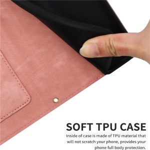 Husa pentru Samsung Galaxy A15 4G / Galaxy A15 5G din Piele Ecologică cu Design Floral, Protecție 360°, Stand Integrat, Buzunare pentru Carduri, SKDR Floral Wallet - Roz - Img 3