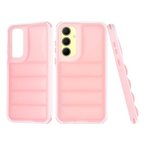 Husa pentru Samsung Galaxy A35 5G, anti soc, margini ridicate, design modern, set cu sticker, wave shield, Roz