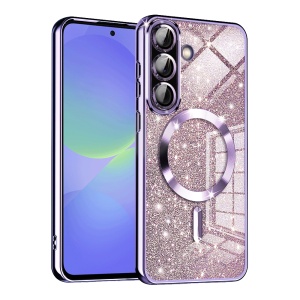 Husa pentru Samsung Galaxy A36 5G / Galaxy A56 5G, SKYDDAR INNOVATION, Luxury Glitter Magsafe, Antisoc, Fundal Detasabil 2-in-1, Protectie Superioara, Margini Ridicate, Mov deschis, set cu sticker