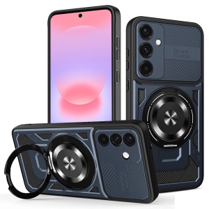 Husa pentru Samsung Galaxy A37 5G, Inel Magnetic, Antisoc, set cu sticker, RuggedCam, Albastru