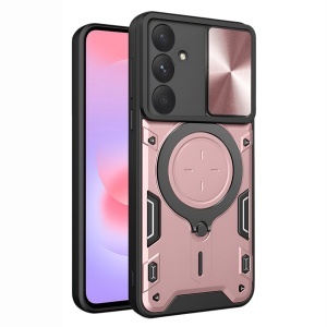 Husa pentru Samsung Galaxy A37 5G, SKYDDAR INNOVATION, CamGuard Pro, Inel Magnetic, Protectie Camera, set cu sticker, Roz auriu