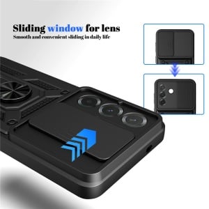 Husa pentru Samsung Galaxy A57 5G, SKYDDAR INNOVATION, CamShield, Inel magnetic, set cu sticker, Verde - Img 2
