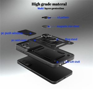 Husa pentru Samsung Galaxy A57 5G, SKYDDAR INNOVATION, CamShield, Inel magnetic, set cu sticker, Albastru - Img 6