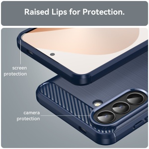 Husa pentru Samsung Galaxy A57 5G, SKYDDAR INNOVATION, Carbon Silicone, din Silicon Slim, cu textura Fibra Carbon, set cu sticker, Albastru - Img 3
