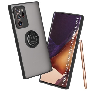 Husa pentru Samsung Galaxy Note 20 Ultra 5G / Galaxy Note 20 Ultra, SKYDDAR INNOVATION, Glinth cu Inel Rotativ 360° Magnetic, Negru, set cu sticker