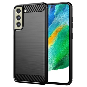 Husa pentru Samsung Galaxy S21 FE 5G, Carbon Silicone, set cu sticker, Negru