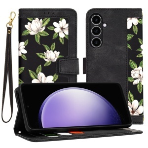Husa pentru Samsung Galaxy S23 FE, SKYDDAR INNOVATION, Flipcraft din Piele Ecologică, Stand Integrat, Buzunare pentru Carduri, set cu sticker, Negru