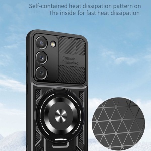 Husa pentru Samsung Galaxy S23, SKYDDAR INNOVATION, RuggedCam, Inel magnetic antisoc, set cu sticker, Negru - Img 5