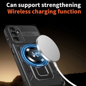 Husa pentru Samsung Galaxy S24 FE, SKYDDAR INNOVATION, RuggedCam, Inel magnetic antisoc, set cu sticker, Negru - Img 3