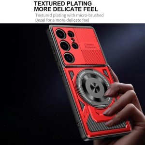 Husa pentru Samsung Galaxy S24 / Galaxy S25, SKYDDAR INNOVATION, RuggedCam, Inel magnetic antisoc, set cu sticker, Mov - Img 5