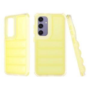 Husa pentru Samsung Galaxy S24 Plus, anti soc, margini ridicate, design modern, set cu sticker, wave shield, Galben