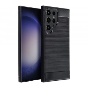 Husa pentru Samsung Galaxy S24 Ultra Carbon Silicon Skyddar, Anti-Amprente - Negru