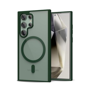 Husa pentru Samsung Galaxy S24 Ultra Magsafe, ce absoarbe intens socurile, Skyddar Frosted - Verde inchis