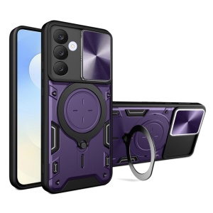 Husa pentru Samsung Galaxy S25 FE cu Inel Magnetic, Protectie Camera, set cu sticker, CamGuard Pro, Mov