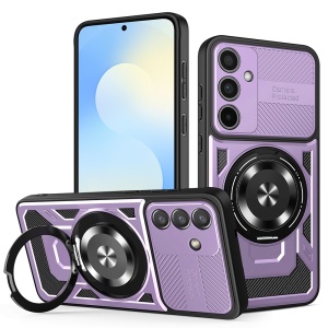 Husa pentru Samsung Galaxy S25 FE, Inel magnetic, Antisoc, set cu sticker, RuggedCam, Mov
