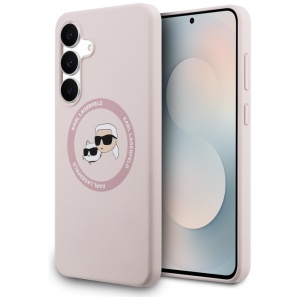 Husa pentru Samsung Galaxy S25 FE - Karl Lagerfeld Silicone KC Heads MagSafe (KLHMS25FESKCHTCP) - Pink