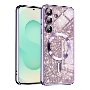 Husa pentru Samsung Galaxy S25 Plus, SKYDDAR INNOVATION, Luxury Glitter Magsafe, Antisoc, Fundal Detasabil 2-in-1, Margini Ridicate, set cu sticker, Mov deschis