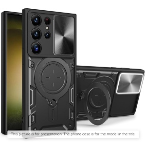 Husa pentru Samsung Galaxy S26 Edge, SKYDDAR INNOVATION, CamGuard Pro, Inel Magnetic, Protectie Camera, set cu sticker, Negru
