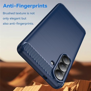 Husa pentru Samsung Galaxy S26 Edge, SKYDDAR INNOVATION, Carbon Silicone, din Silicon Slim, cu textura Fibra Carbon, set cu sticker, Albastru - Img 4