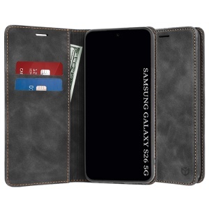 Husa pentru Samsung Galaxy S26, SKYDDAR INNOVATION, Confy Cover tip Carte din piele Eco Premium, cu Portofel Interior, set cu sticker, Negru - Img 2