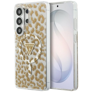 Husa pentru Samsung Galaxy S26 Ultra, IML Leopard Print Triangle MagSafe, Guess, Maro