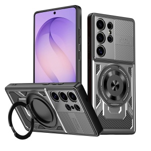 Husa pentru Samsung Galaxy S26 Ultra, Inel Magnetic, Antisoc, set cu sticker, RuggedCam, Gri