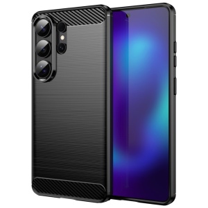 Husa pentru Samsung Galaxy S26 Ultra, SKYDDAR INNOVATION, Carbon Silicone, din Silicon Slim, cu textura Fibra Carbon, set cu sticker, Negru
