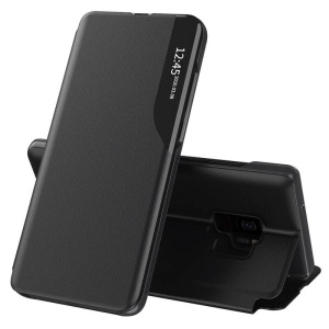 Husa pentru Samsung Galaxy S9, tip carte, set cu sticker, eFold, Negru