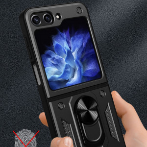 Husa pentru Samsung Galaxy Z Flip5 cu inel magnetic, Skyddar CamShield - Negru - Img 2