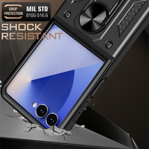 Husa pentru Samsung Galaxy Z Flip7, Inel Magnetic, Antisoc, set cu sticker, CamShield, Negru - Img 3