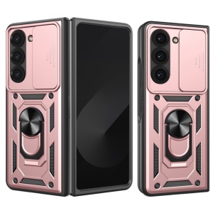 Husa pentru Samsung Galaxy Z Fold6, SKYDDAR INNOVATION, CamShield, Inel magnetic, set cu sticker, Roz