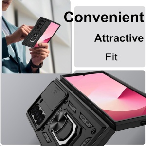 Husa pentru Samsung Galaxy Z Fold7, SKYDDAR INNOVATION, CamShield, Negru, set cu sticker - Img 3